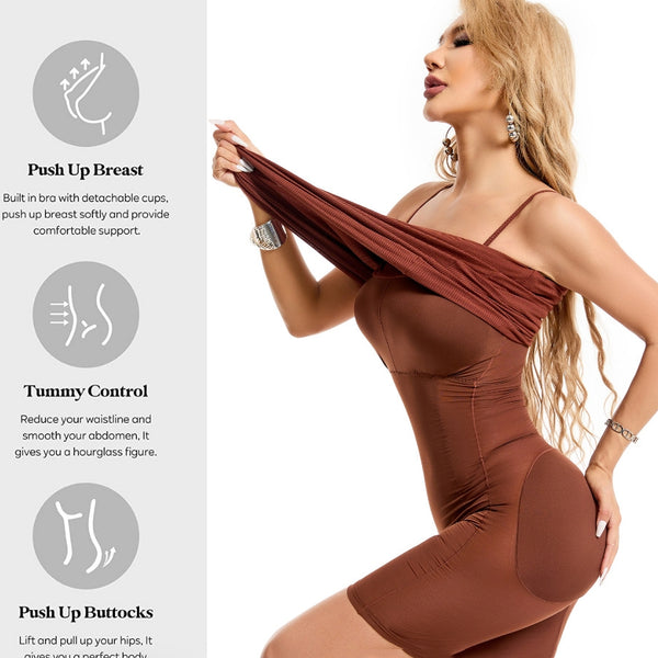 Jumpsuit Tummy Bodysuit Dress 2in1