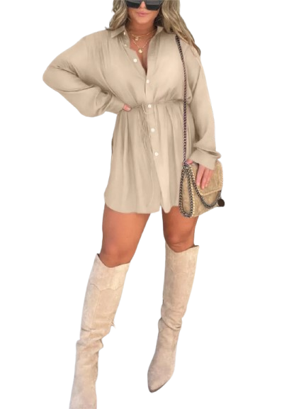 Long Sleeve Jumpsuit Button Shirt Dress