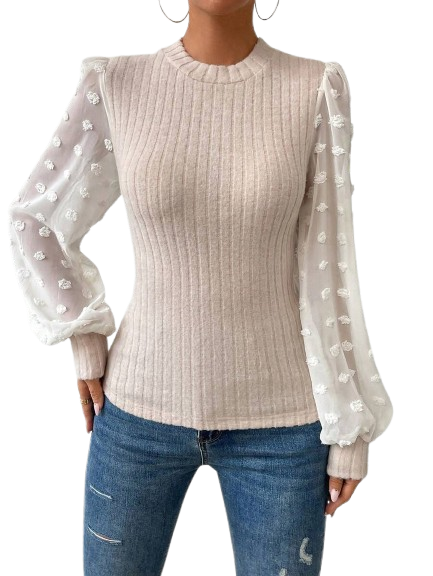 Knitwear Round Neck Stitching Long Sleeve