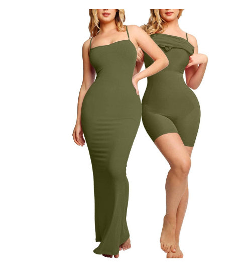 Jumpsuit Tummy Bodysuit Dress 2in1