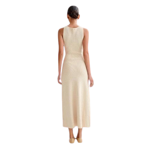 Elegant Knitted Sleeveless Round Neck Long Dress